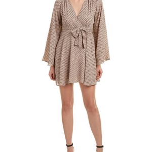 Olivaceous Brown Kimono Sleeve A-line Dress