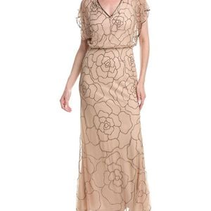 Adrianna Papell Natural Bead Blouson Long Dress