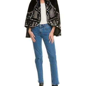 Saachi Black Encore Embellished Velvet Cape