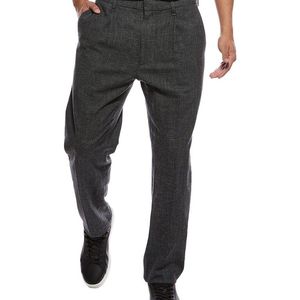 Rag & Bone Black Evan Wool & Linen-Blend Pleated Trouser for men