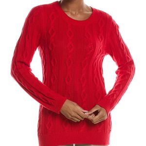 St. John Red Cable Knit Cashmere-Blend Sweater