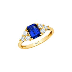 MaxColor Blue 10K 1.00 Ct. Tw. Lab-Grown Sapphire Halo Ring