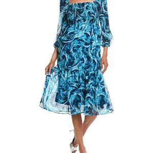 Bebe Blue Long Sleeve Midi Dress