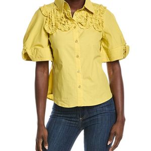 Gracia Yellow Ruffled Work Shirt