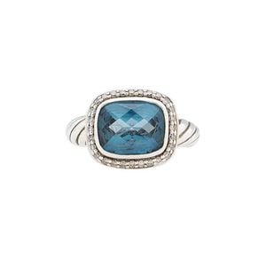 David Yurman Blue Sterling Sterling Diamond Topaz Noblesse Ring
