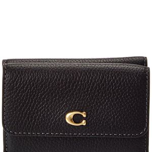 COACH Black Essential Mini Leather Trifold Wallet