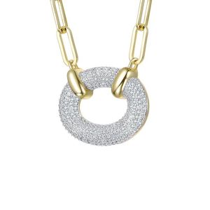 Rachel Glauber White 14K Diamond Cz Chain Necklace