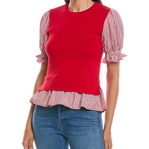 Nanette Lepore Red Twofer Knit Top