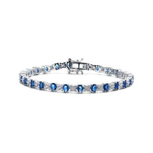 Genevive Jewelry Blue Silver Cz Bracelet
