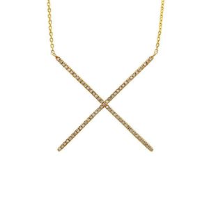 Diamond Select Cuts Metallic 14K 0.20 Ct. Tw. Diamond X Necklace