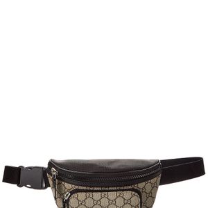 Gucci Grey Large Gg Supreme Canvas & Leather Belt Bag