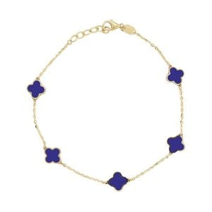 Italian Gold Blue 14K Lapis Clover Bracelet
