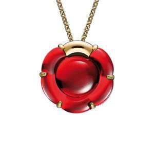 Baccarat Red B Flower 18k Over Silver Crystal Necklace