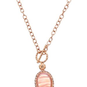Kenneth Jay Lane Metallic Plated Rose Quartz Pendant Necklace