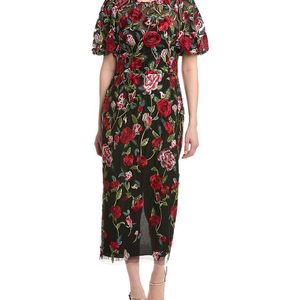 Marchesa Red Midi Dress