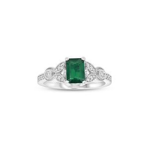 LEVARON Green 14K 0.15 Ct. Tw. Diamond & Emerald Cocktail Ring