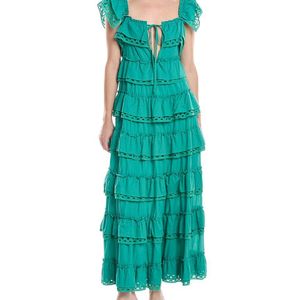 Beulah London Green Tiered Maxi Dress
