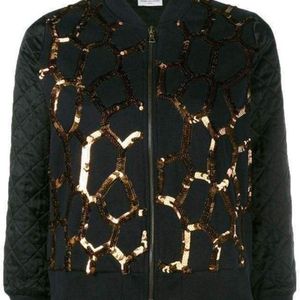 Dries Van Noten Black Hoezee Sequinned Zip-up Jacket