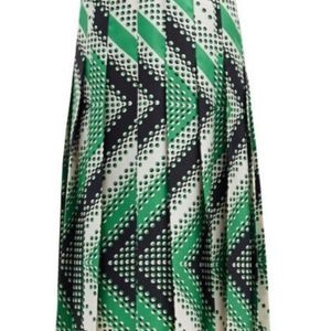 Gucci Green Pleated Chevron Print Silk Skirt