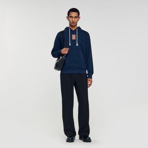 Sandro Blue Leather Patch Sweatshirt for men