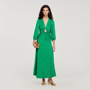Sandro Green Floral Jacquard Maxi Dress