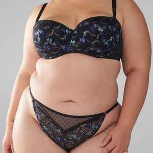 Savage X Black Butterfly Wings Lace & Mesh String Bikini Knickers