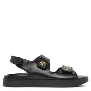 Givenchy 4g Strap Flat Black Leather Sandals