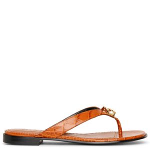 Givenchy Brown G Chain Buckle Embossed Leather Sandals