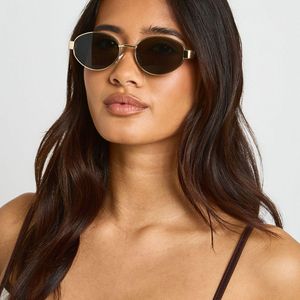 Boohoo Black Retro Oval Shape Sunglasses