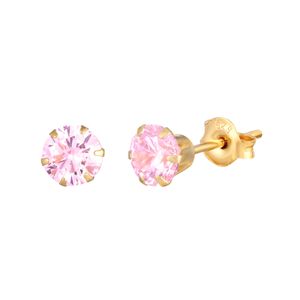 The Jewellery Stockroom Pink 9Ct 3Mm Cubic Zirconia Stud Earrings