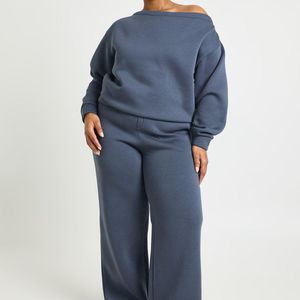 Boohoo Blue Plus Wide Leg Joggers