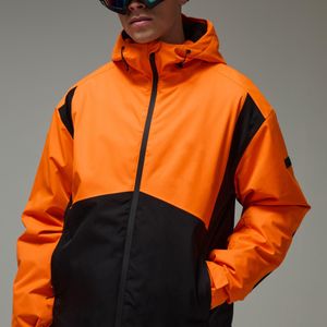 BoohooMAN Orange Active Ski Waterproof Colour Block Jacket for men