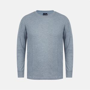Fabric Blue Waffle Crew Neck Long Sleeve T-Shirt for men