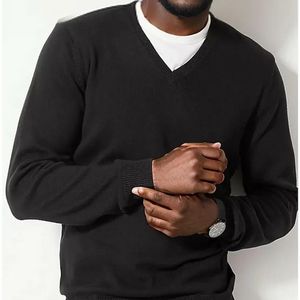 Secret Label Black Cashmilon V Neck Jumper for men
