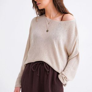 MixRay Übergroßer Bootsausschnitt-Strickpullover
