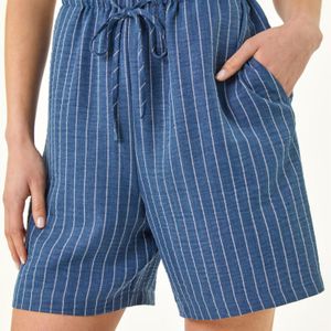 Roman Blue Petite Stripe Drawstring Shorts