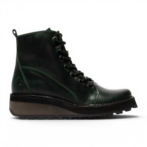 Fly London Black Leather Lace-Up Ankle Boots