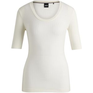 Boss Grey Scoop Neck Three-Quarter Sleeve T-Shirt