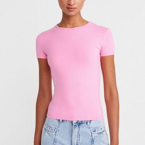 Dilvin Red Crop Slim-Fit Crew Neck T-Shirt