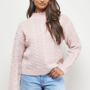 Oasis Wavy Cable Detail Scalloped Neck Jumper