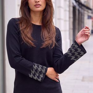 Roman Blue Hotfix Sparkle Sleeve Knit Jumper