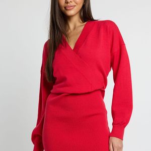 Boohoo Red Wrap Front Mini Dress