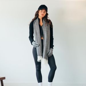 SVNX Grey Herringbone Tassle Scarf