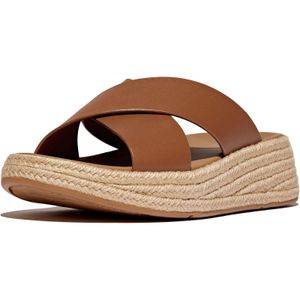 Fitflop Brown F-Mode Cross Leather Deep Tan Clogs for men