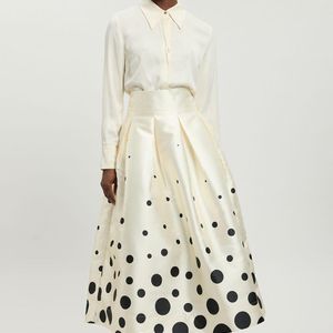 Karen Millen Natural Petite Spot Border Woven Twill Prom Skirt