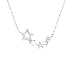 The Jewellery Stockroom Metallic Sterling Constellation Star Cubic Zirconia Adjustable Chain Necklace