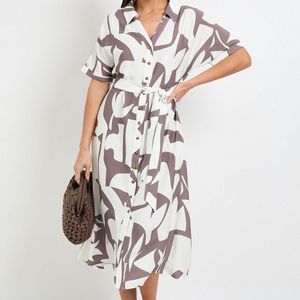 Wallis White Summer Abstract Collared Shirt Dress