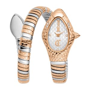 Just Cavalli White Snake Watch, Two Tone & Rose Color Case, Dial Two Toned Stainless Steel Bracelet