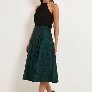 Wallis Blue Jacquard Midi Skirt