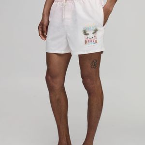 BoohooMAN White Placement Print Ombre Short Length Swim for men
